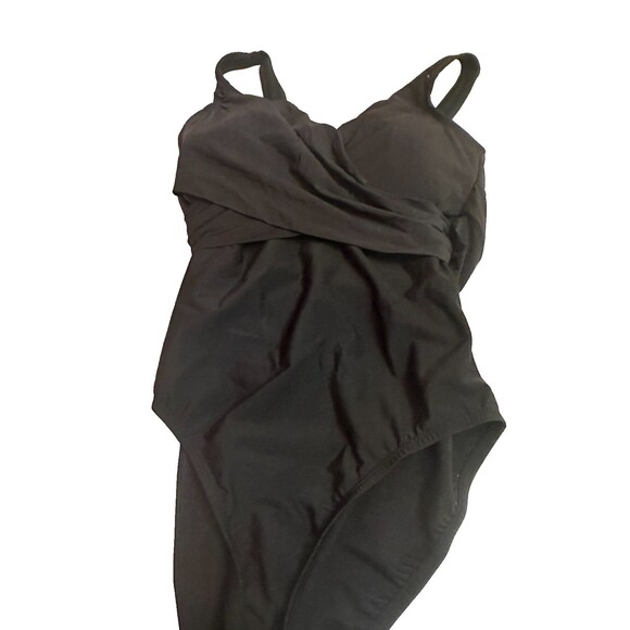 Lands end Size 8D Lycra  Black Miracle Swimsuit One piece Draping - Picture 1 of 4